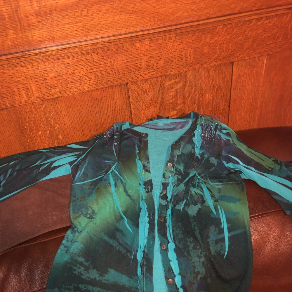 B.L.E.U turquoise/black sweater